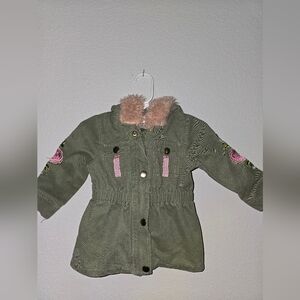 Little Lass baby girls jacket army green Size 18 Months